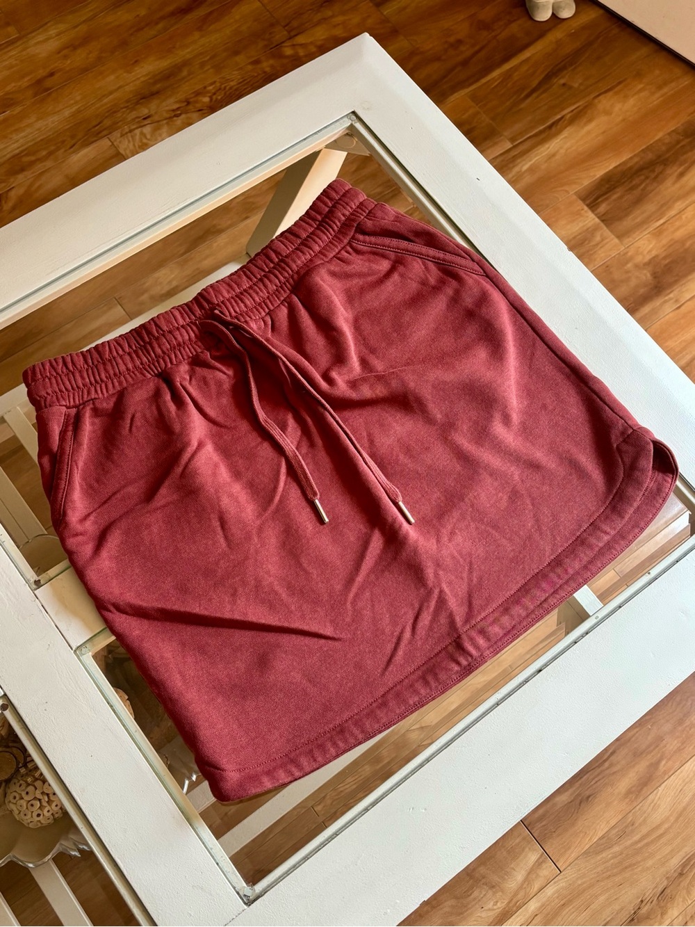 Casual Drawstring Skirt with Pocket in Terracotta